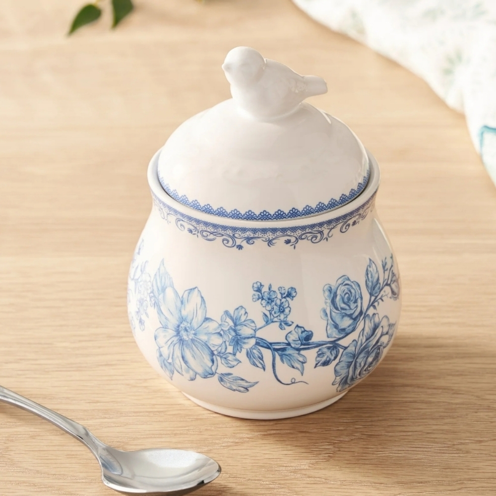 ❤️ New Pioneer Woman Agatha Blue Bird Sugar Bowl